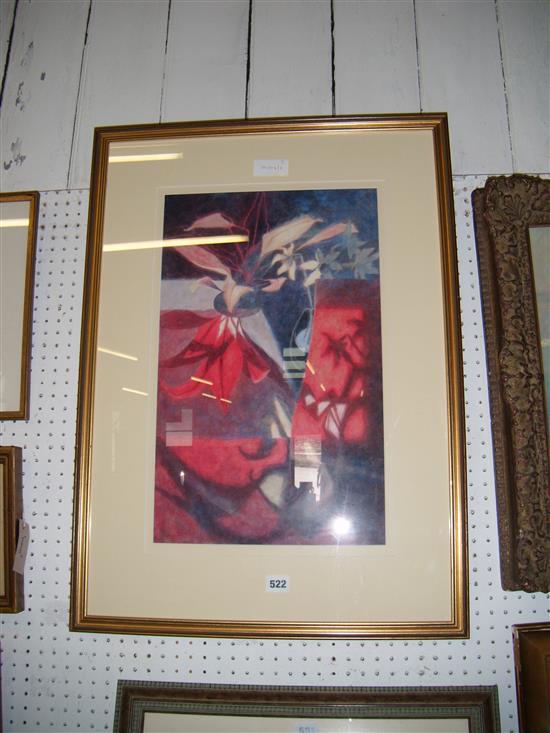 Sarah Holliday RWS (b. 1960), Red Leaves, signed & dated 1994, watercolour & bodycolour, Bank Street Gallery label verso
